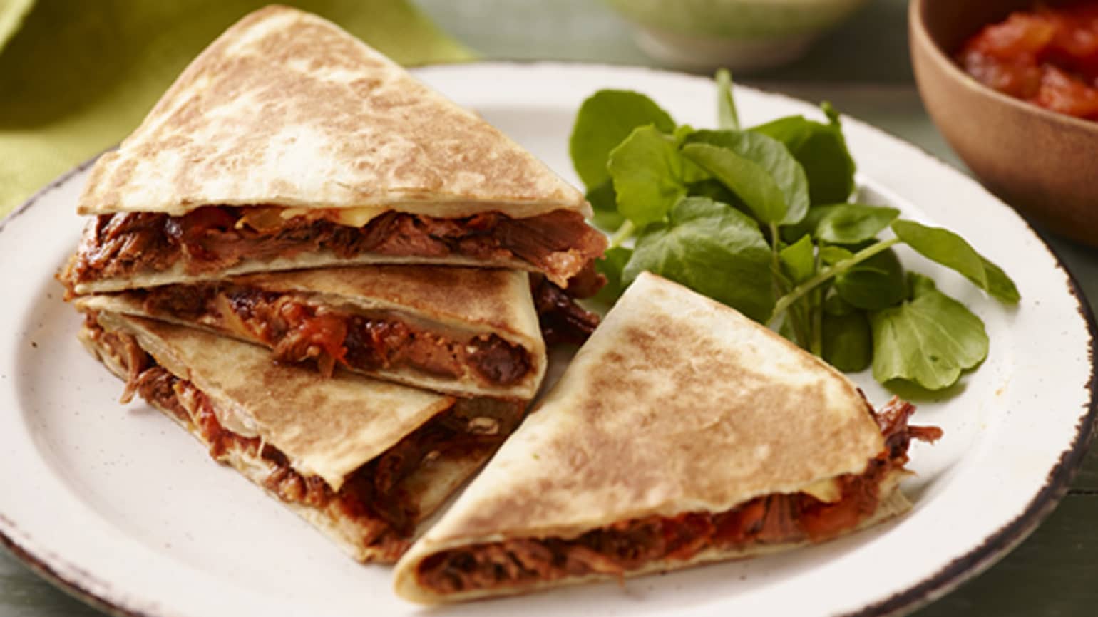 Cheesy Pork Quesadillas 